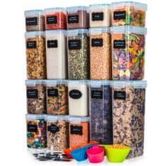 Deco Haus Kuhinjske posode za shranjevanje hrane za večkratno uporabo z nepredušnimi pokrovi – Plastika brez BPA– Komplet 18 posod – modra