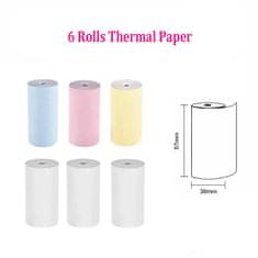 HOME & MARKER®  Beli zvitki papirja za MINIPRINT, Termo papir, 5x zvitki papirja + 6x Barvnih zvitkov papirja + 5x Lepljivih zvitkov papirja | ROLLPACK