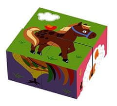 Viga Toys VIGA Slikovne kocke Živali na kmetiji, 4 kocke