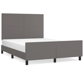 Vidaxl Posteljni okvir z vzglavjem siv 140x190 cm umetno usnje