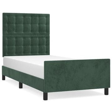 Vidaxl Posteljni okvir brez vzmetnice temno zelen 100x200 cm žamet