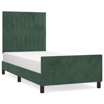 Vidaxl Posteljni okvir brez vzmetnice temno zelen 90x190 cm žamet