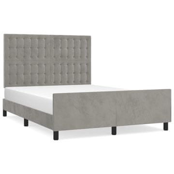 Vidaxl Posteljni okvir brez vzmetnice svetlo siv 140x200 cm žamet