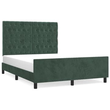 Vidaxl Posteljni okvir brez vzmetnice temno zelen 140x190 cm žamet