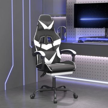 Vidaxl vidaXL igralni stol z naslonom za noge, črno-bel, umetno usnje