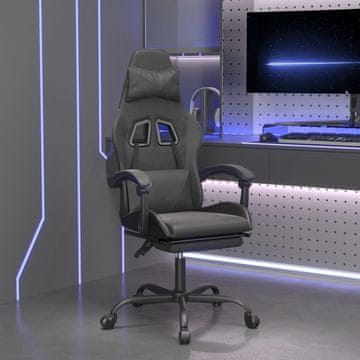 Vidaxl vidaXL Vrtljiv igralni stol z naslonom za noge, črne barve, umetno usnje