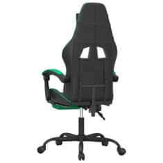 Vidaxl Gaming stol z oporo za noge črno in zeleno umetno usnje