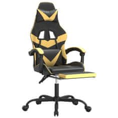 Vidaxl Gaming stol z oporo za noge črno in zlato umetno usnje