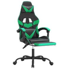 Vidaxl Gaming stol z oporo za noge črno in zeleno umetno usnje