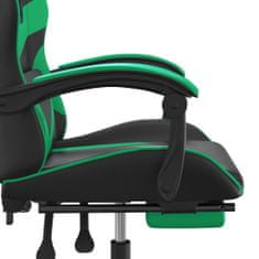 shumee Vrtljiv gaming stol z oporo za noge črno in zeleno um. usnje