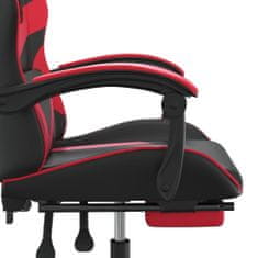 Vidaxl Vrtljiv gaming stol z oporo za noge črno in rdeče umetno usnje