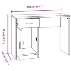 Vidaxl Pisalna miza s predalom in omarico rjav hrast 100x40x73 cm les