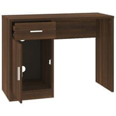 Vidaxl Pisalna miza s predalom in omarico rjav hrast 100x40x73 cm les