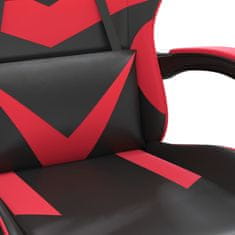 Greatstore Vrtljiv gaming stol z oporo za noge črno in rdeče umetno usnje