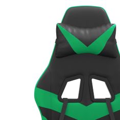 Vidaxl Vrtljiv gaming stol z oporo za noge črno in zeleno um. usnje
