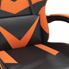 shumee Vrtljiv gaming stol z oporo za noge črno in oranžno um. usnje