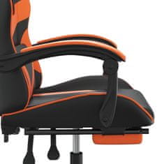 shumee Vrtljiv gaming stol z oporo za noge črno in oranžno um. usnje