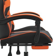 Vidaxl Vrtljiv gaming stol z oporo za noge črno in oranžno um. usnje
