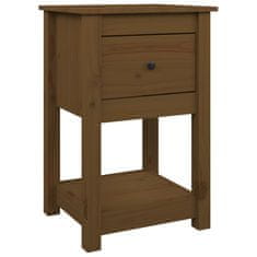 Vidaxl Nočna omarica medeno rjava 40x35x61,5 cm trdna borovina