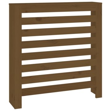 Vidaxl Pokrov za radiator medeno rjav 79,5x19x84 cm trdna borovina