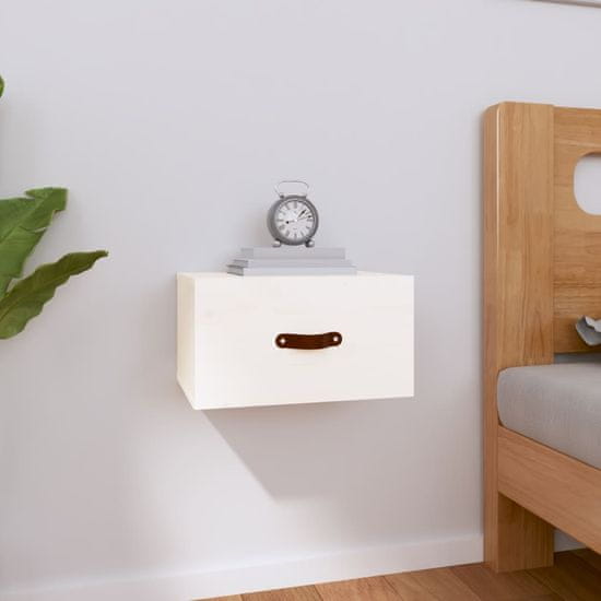 Vidaxl Stenska nočna omarica bela 40x29,5x22 cm