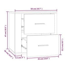 Vidaxl Stenska nočna omarica bela 50x36x47 cm