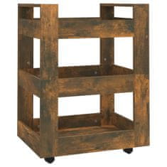 Vidaxl Kuhinjski voziček dimljen hrast 60x45x80 cm inženirski les