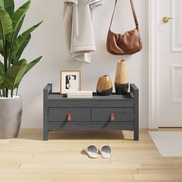 Vidaxl vidaXL Klop za hodnik siva 80x40x43 cm masiven borov les