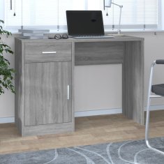 Vidaxl Pisalna miza s predalom in omarico siva sonoma 100x40x73 cm les