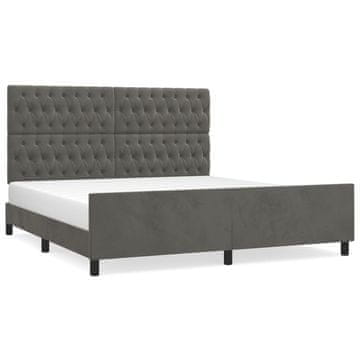Vidaxl Posteljni okvir z vzglavjem temno siv 180x200 cm žamet