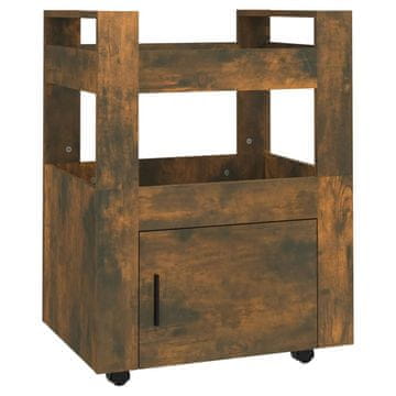Vidaxl Kuhinjski voziček dimljen hrast 60x45x80 cm inženirski les
