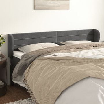 Vidaxl vidaXL Vzglavje s krilci temno sivo 163x23x78/88 cm žamet