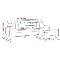 Vidaxl Trosed s stolčkom za noge temno siv 210 cm blago