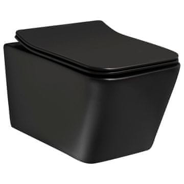 KERRA Wc školjka viseča TINOS črna pol mat Rimless, z desko soft close
