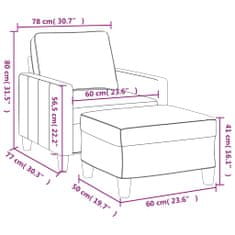 Vidaxl Fotelj s stolčkom za noge svetlo siv 60 cm blago