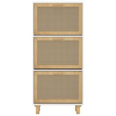 Vidaxl Omarica za čevlje bela 52x25x115 cm inž. les in naravni ratan