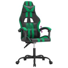 Vidaxl Gaming stol črno in zeleno umetno usnje