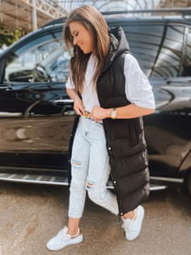 Dstreet Ženske dolge prešiti telovnik s kapuco Ortega Črna