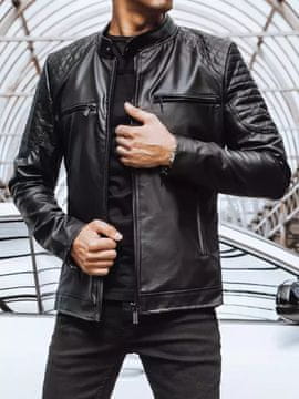 Dstreet Moška usnjena jakna Jenna Črna