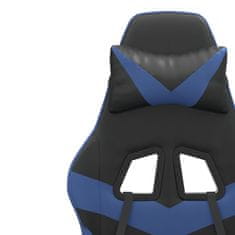 Vidaxl Vrtljiv igralni stol z oporo za noge črno in modro umetno usnje