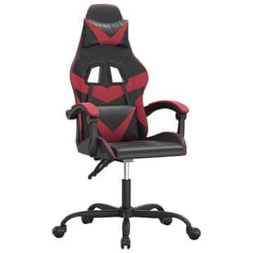 Vidaxl Gaming stol črno in vinsko rdeče umetno usnje