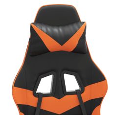 Greatstore Vrtljiv gaming stol z oporo za noge črno in oranžno um. usnje