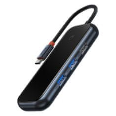 BASEUS Vozlišče 5v1 AcmeJoy series USB-C do 2xUSB 3.0 + USB 2.0 + USB-C PD + HDMI (sivo)