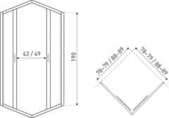 Kvadratna tuš kabina Tiara Square 90, steklo 6mm