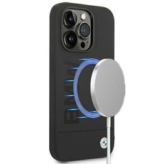 Bmw etui bmhmp14xslblbk iphone 14 pro max 6,7; črno/črno trdo ohišje silicone signature logo magsafe