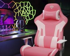 Genesis Nitro 710 gaming stol, ergonomski, nastavljiv, 2D nasloni, kolesa CareGlide, roza-bel