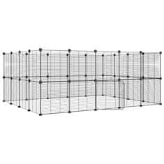 Greatstore Ograda za hišne ljubljenčke s 36 paneli črna 35x35 cm jeklo