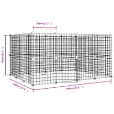 Greatstore Ograda za hišne ljubljenčke z 28 paneli črna 35x35 cm jeklo