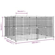 Vidaxl Ograda za hišne ljubljenčke z 28 paneli črna 35x35 cm jeklo