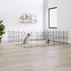 shumee Ograda za hišne ljubljenčke s 60 paneli črna 35x35 cm jeklo
